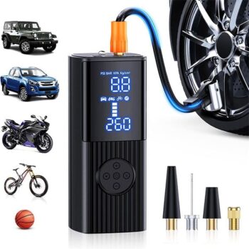 Tire inflator portable air compressor for fast inflation