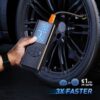 Tire inflator portable air compressor in action
