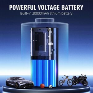 Tire inflator portable air compressor with LED