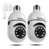 Light bulb security camera with 2K resolution installed