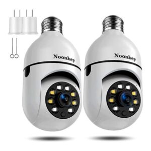 Light bulb security camera with 2K resolution installed
