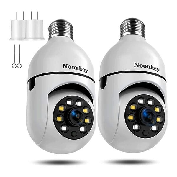 Light bulb security camera with 2K resolution installed