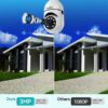Wireless light bulb security camera mounted on ceiling