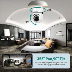 Light bulb security camera featuring night vision mode